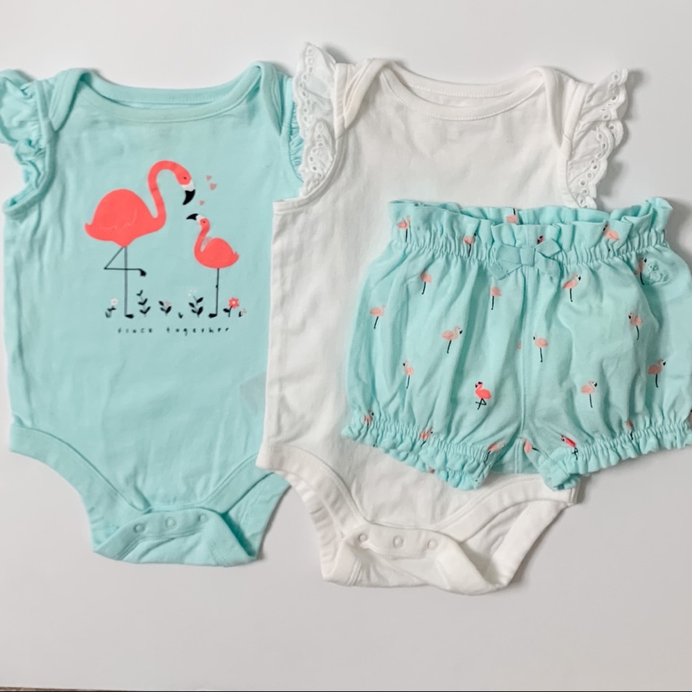 Baby gap flamingo shorts/ two shirts set!